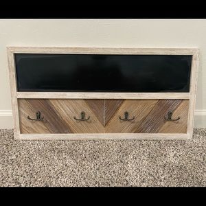 Chalkboard with hooks wall decor